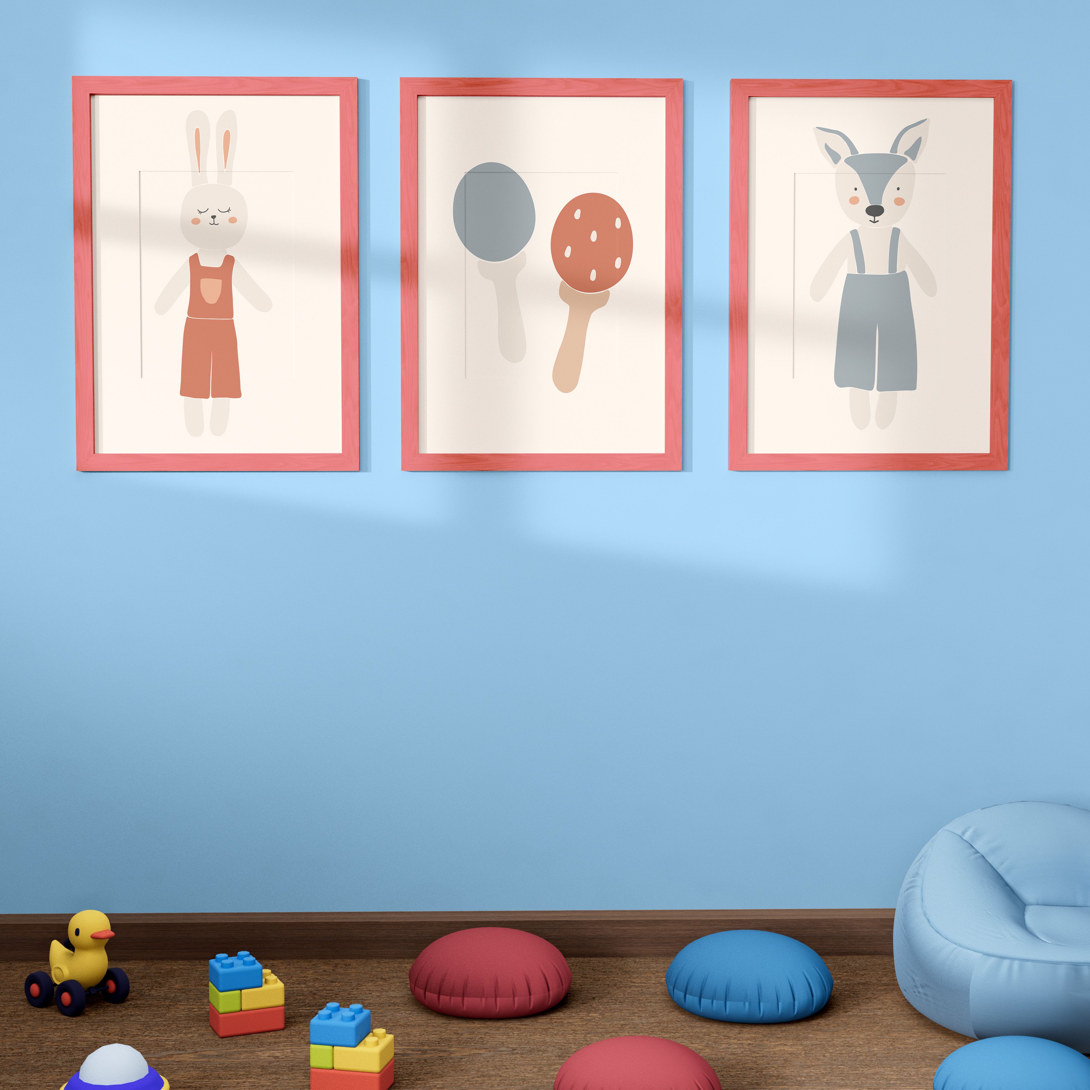 Çocuk Odası Tavşan Üçlü Poster Seti