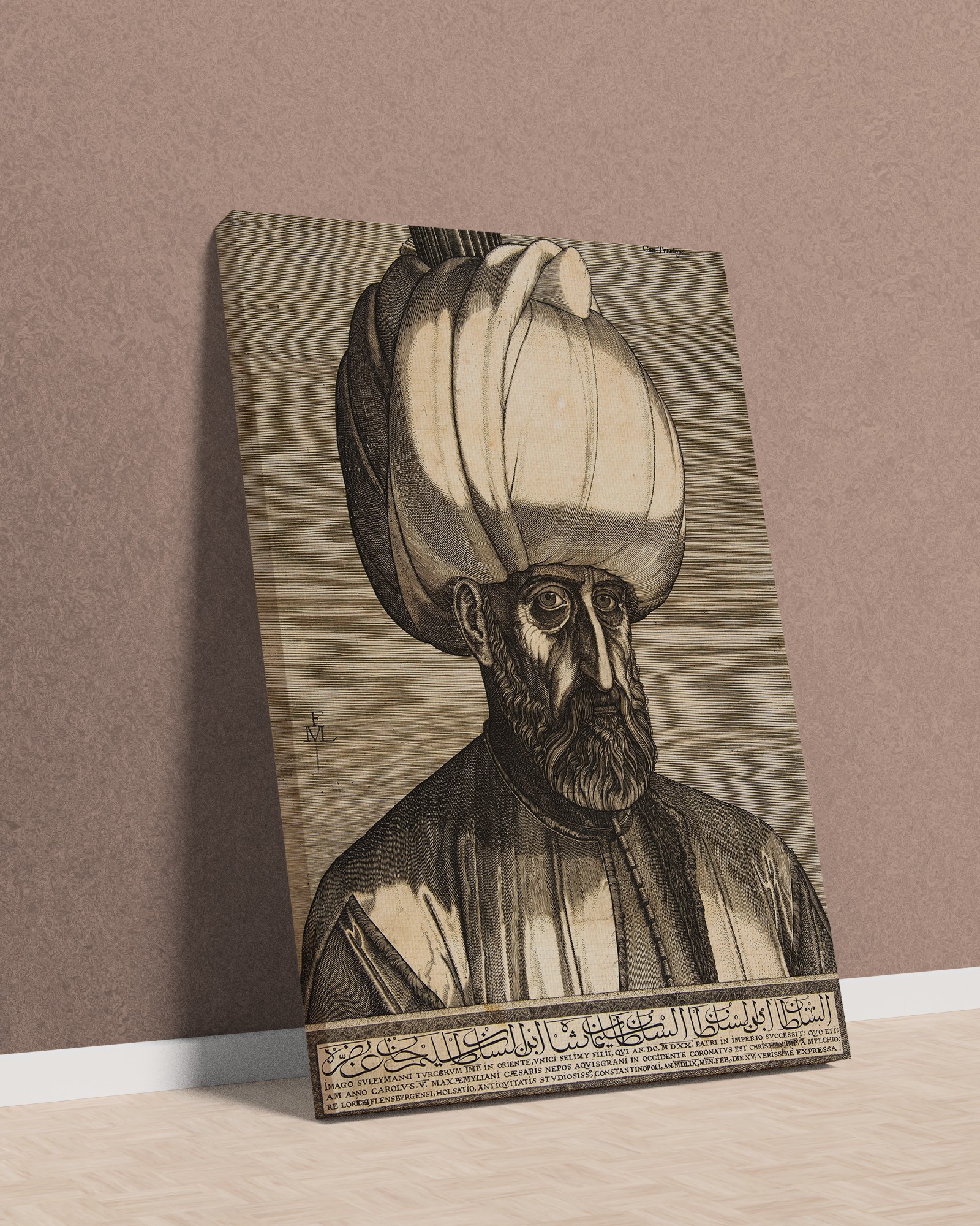 Kanuni Sultan Süleyman (Melchior Lorck, 1562) Gravür Kanvas Tablo