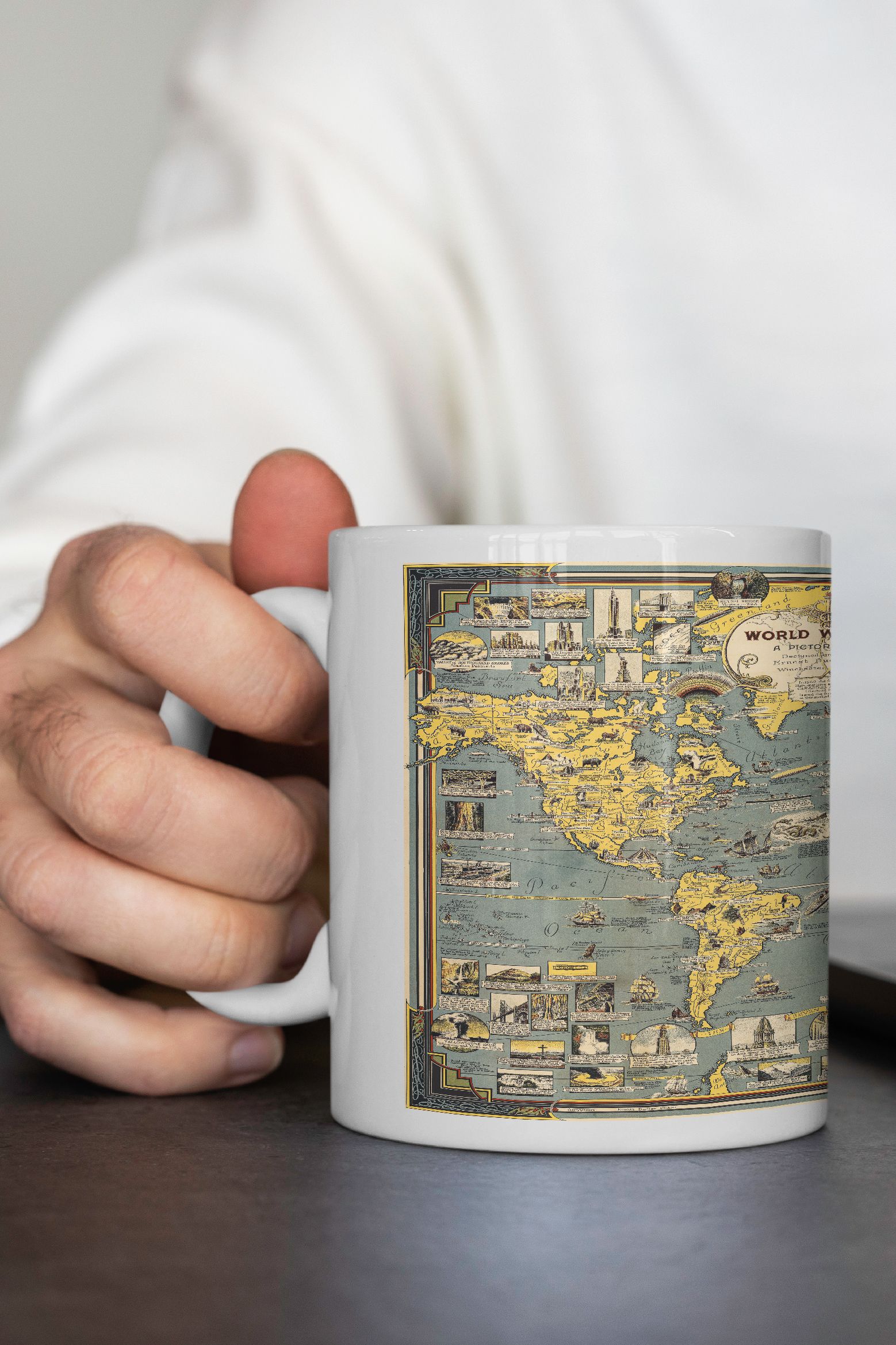 Ernest Dudley - Dünya Harikaları Harita (World Wonders Map) Kupa Bardak