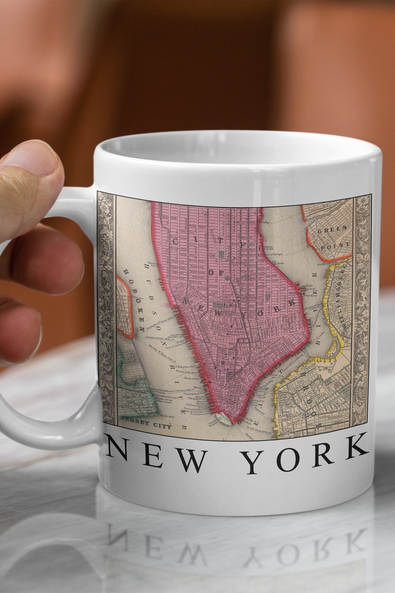 New York Haritası (1860) Kupa Bardak