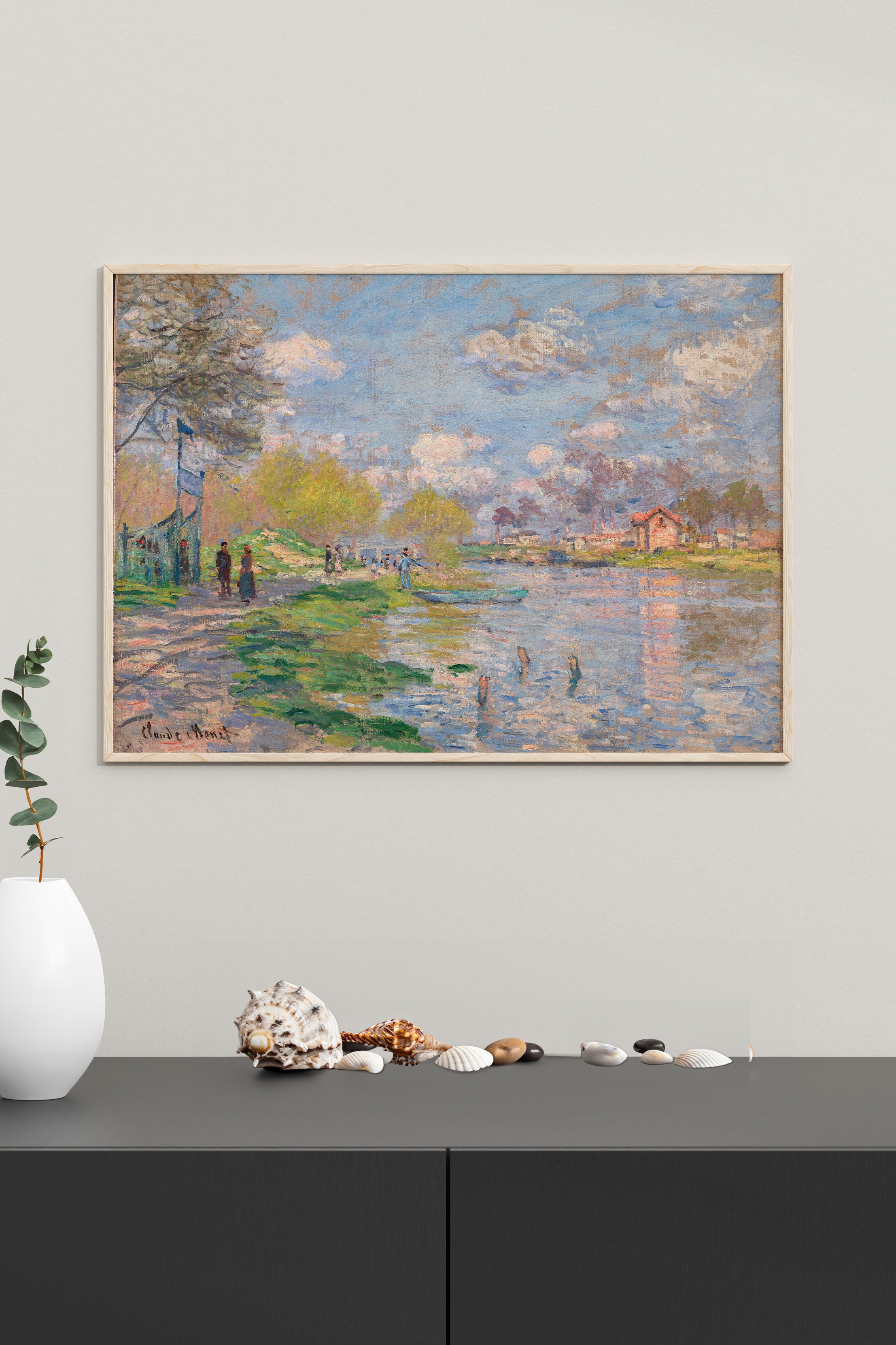 Claude Monet - Seine Nehri Kıyısında Bahar Poster