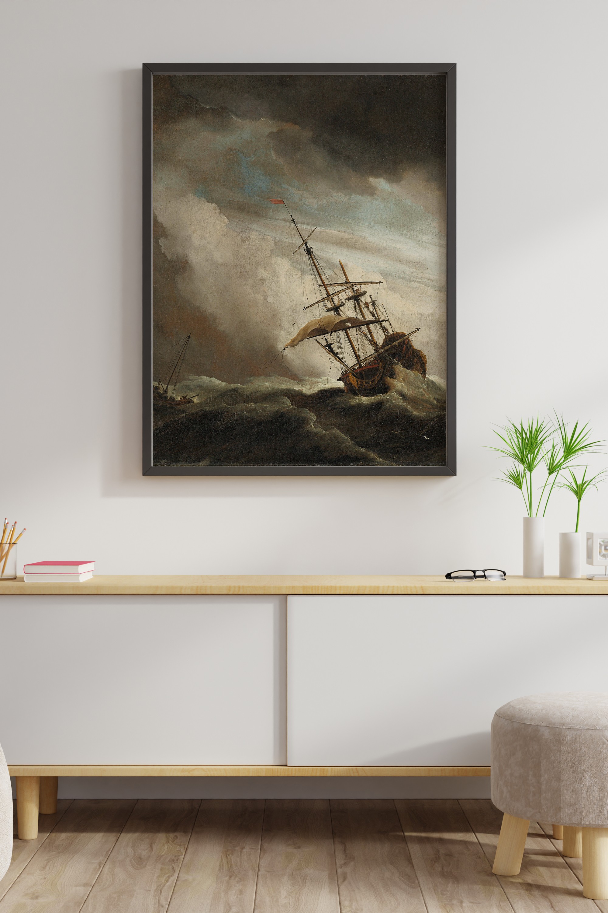 Willem van de Velde - Açık Denizde Gemi Posteri