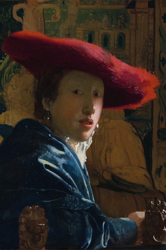 Johannes Vermeer - Kırmızı Şapkalı Kız Posteri