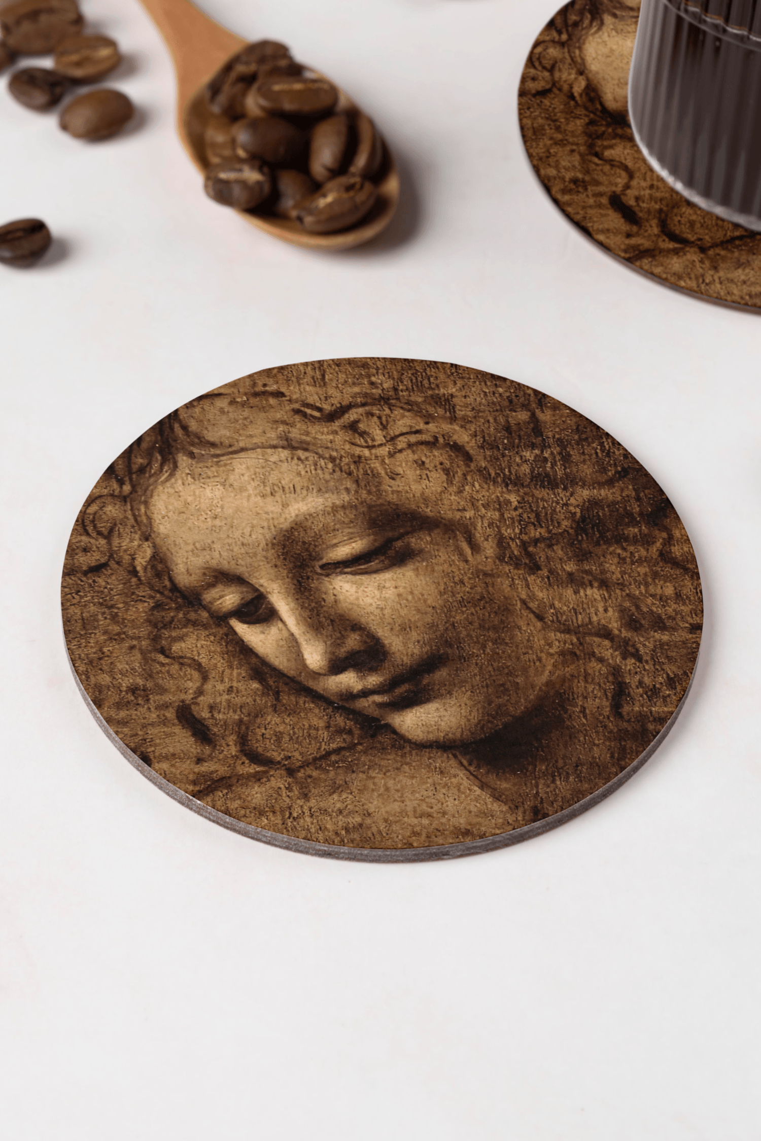 Leonardo da Vinci - Dağınık Saçlı Kadın Bardak Altlığı