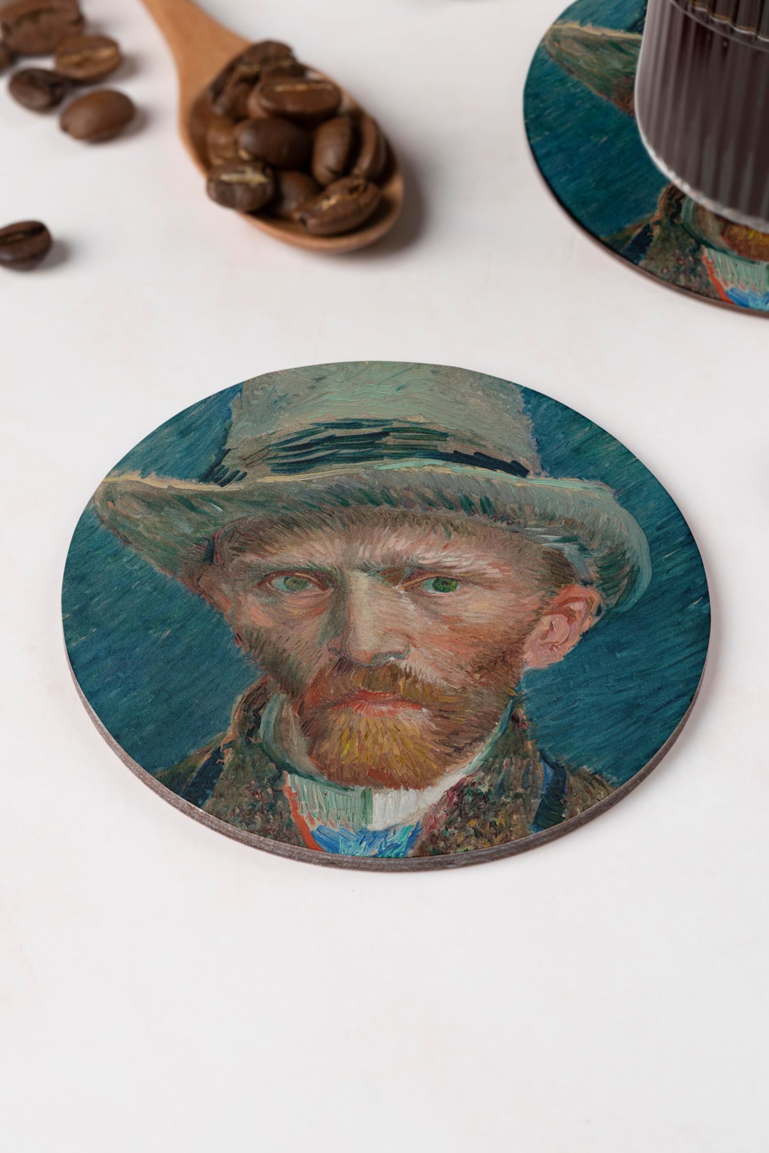 Vincent van Gogh - Gri Keçe Şapkalı Otoportre Bardak Altlığı