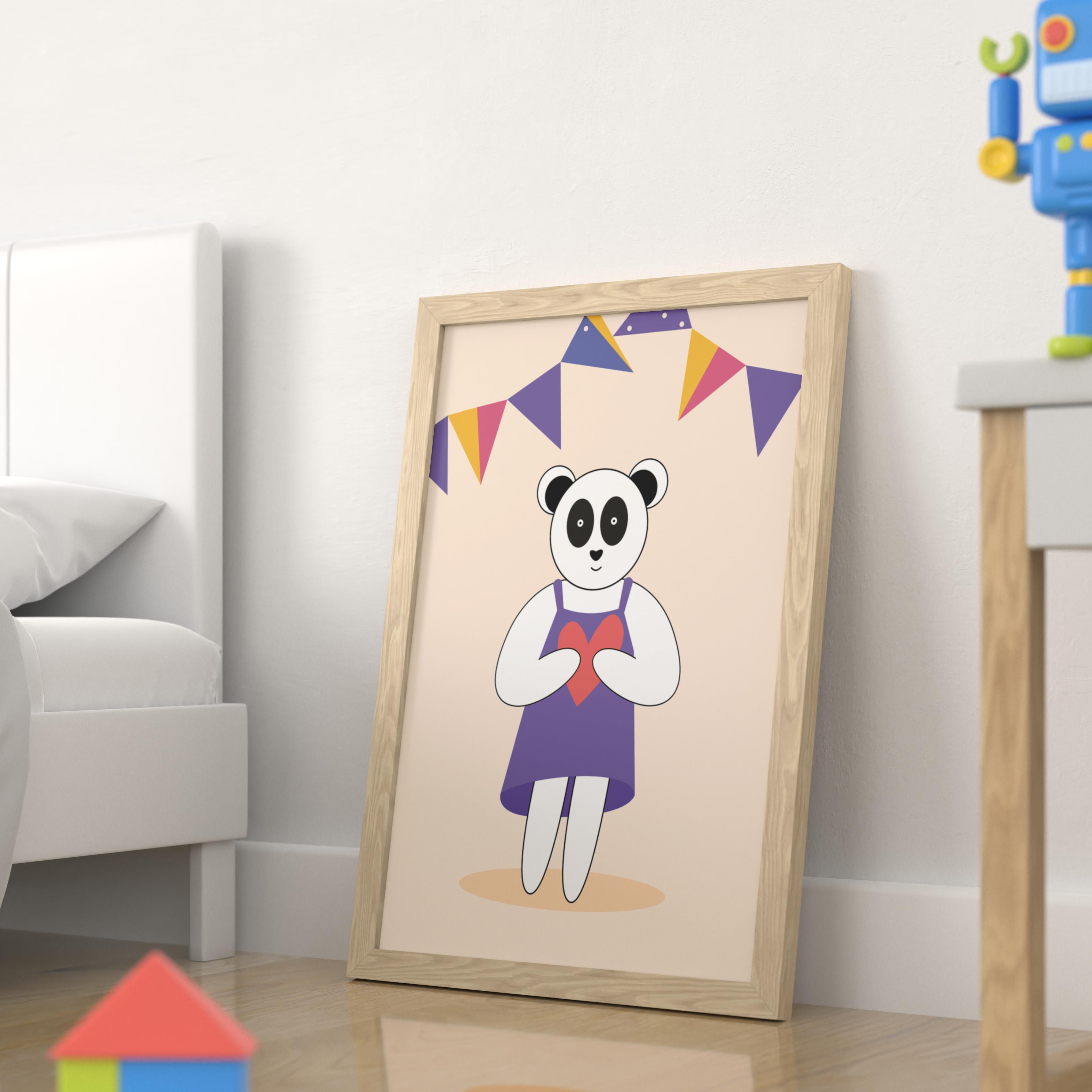 Kız Çocuk Odası Elbiseli Panda Poster