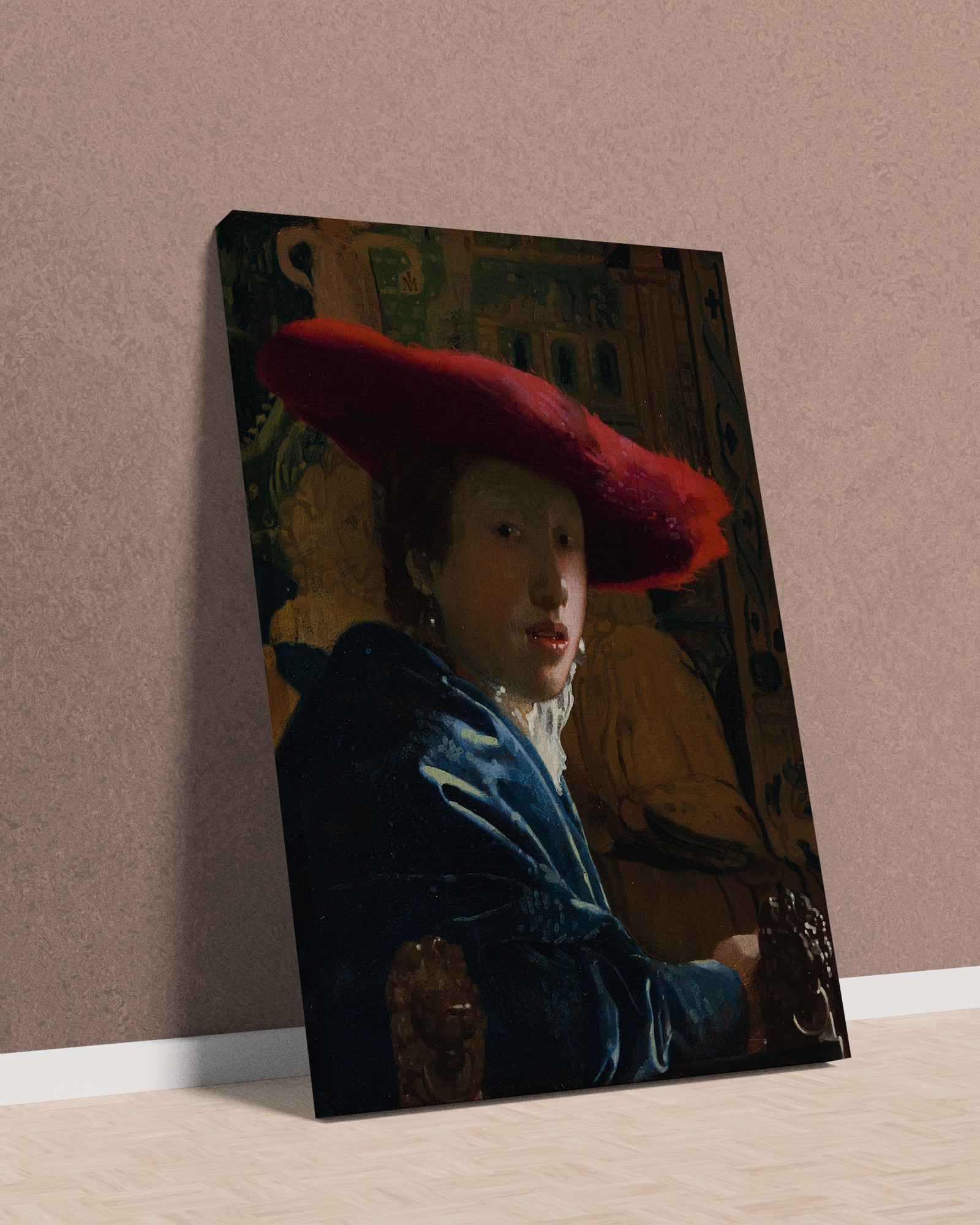Johannes Vermeer - Kırmızı Şapkalı Kız Kanvas Tablo
