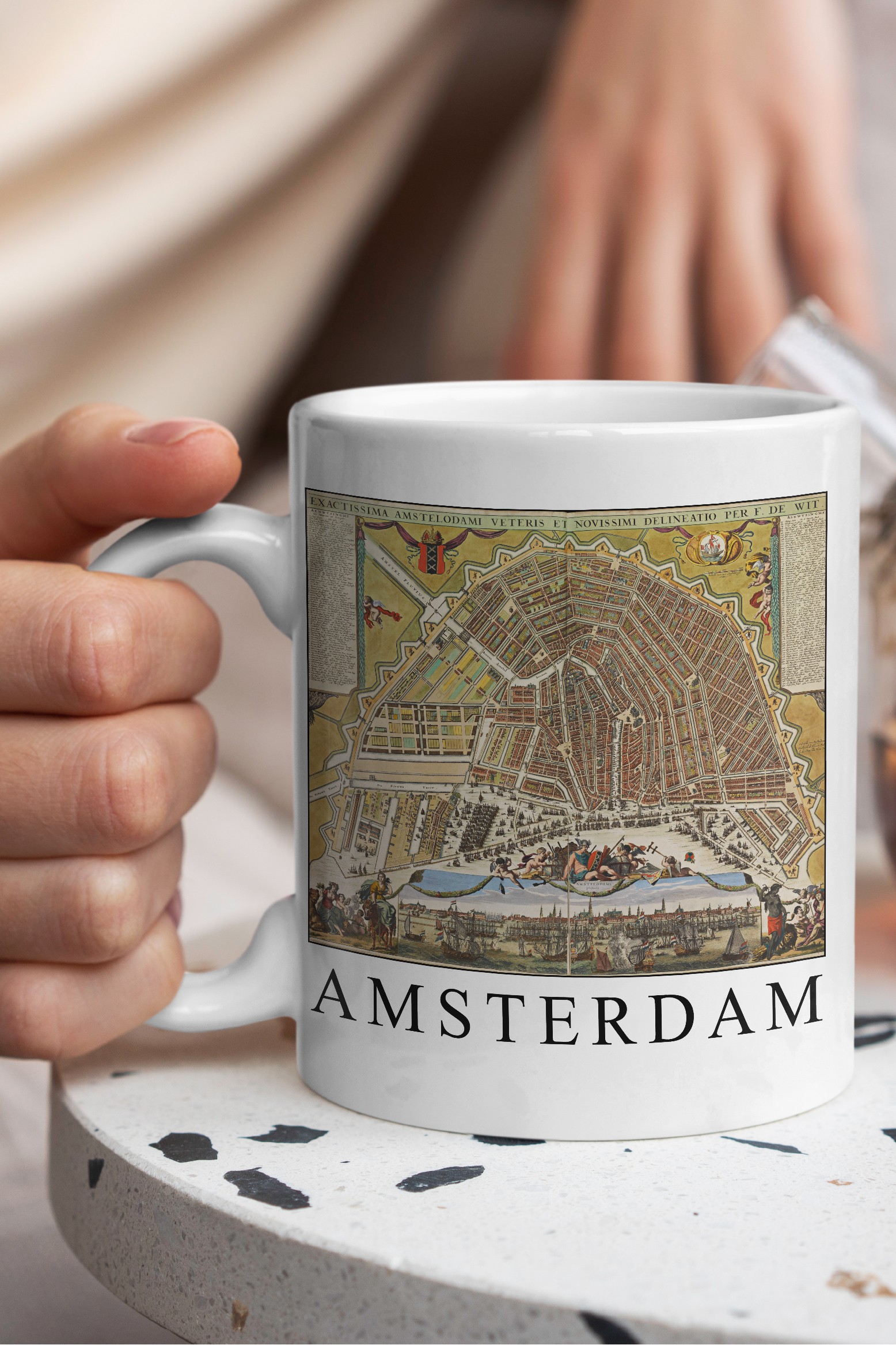 Amsterdam Haritası (1706) Kupa Bardak