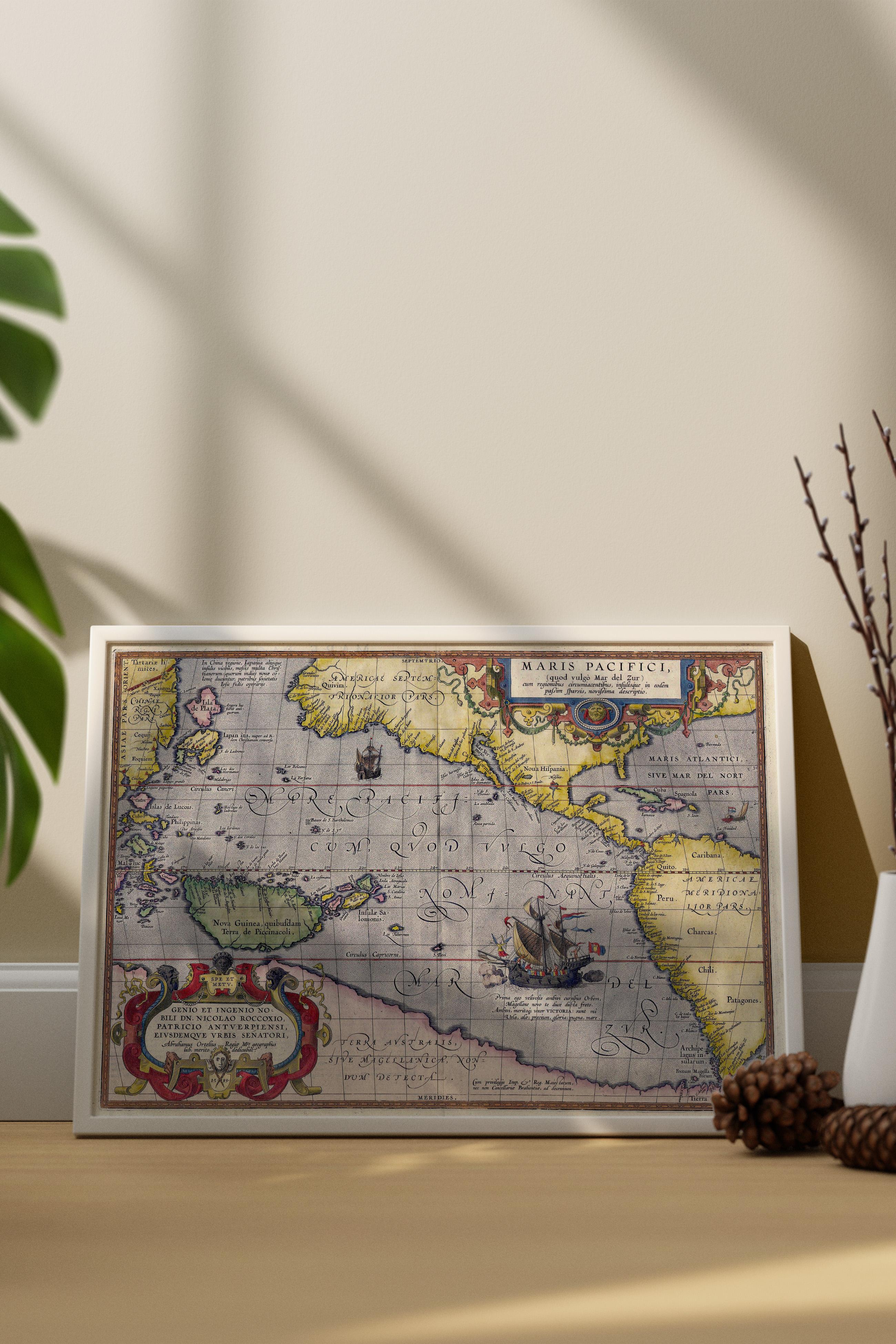 Maris Pasifici - Büyük (Pasifik) Okyanus Haritası Poster - 1606