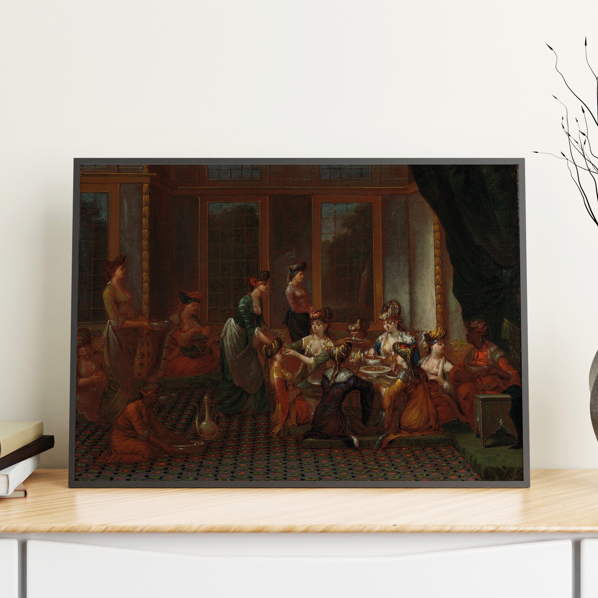 Jean Baptiste Vanmour - Soylu Türk Kadınlarının Ziyafeti Poster