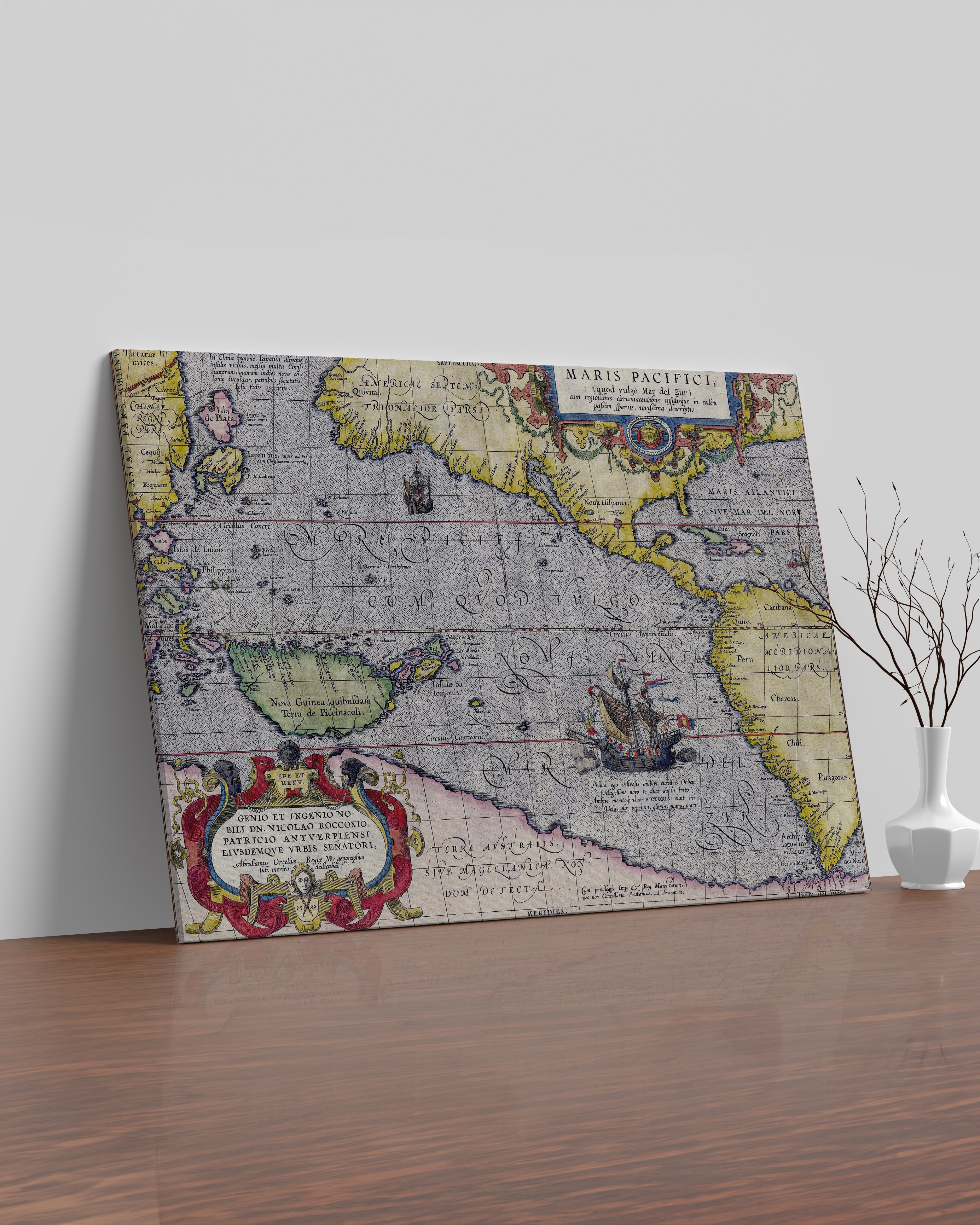 Maris Pasifici - Büyük (Pasifik) Okyanus Haritası Kanvas Tablo - 1606