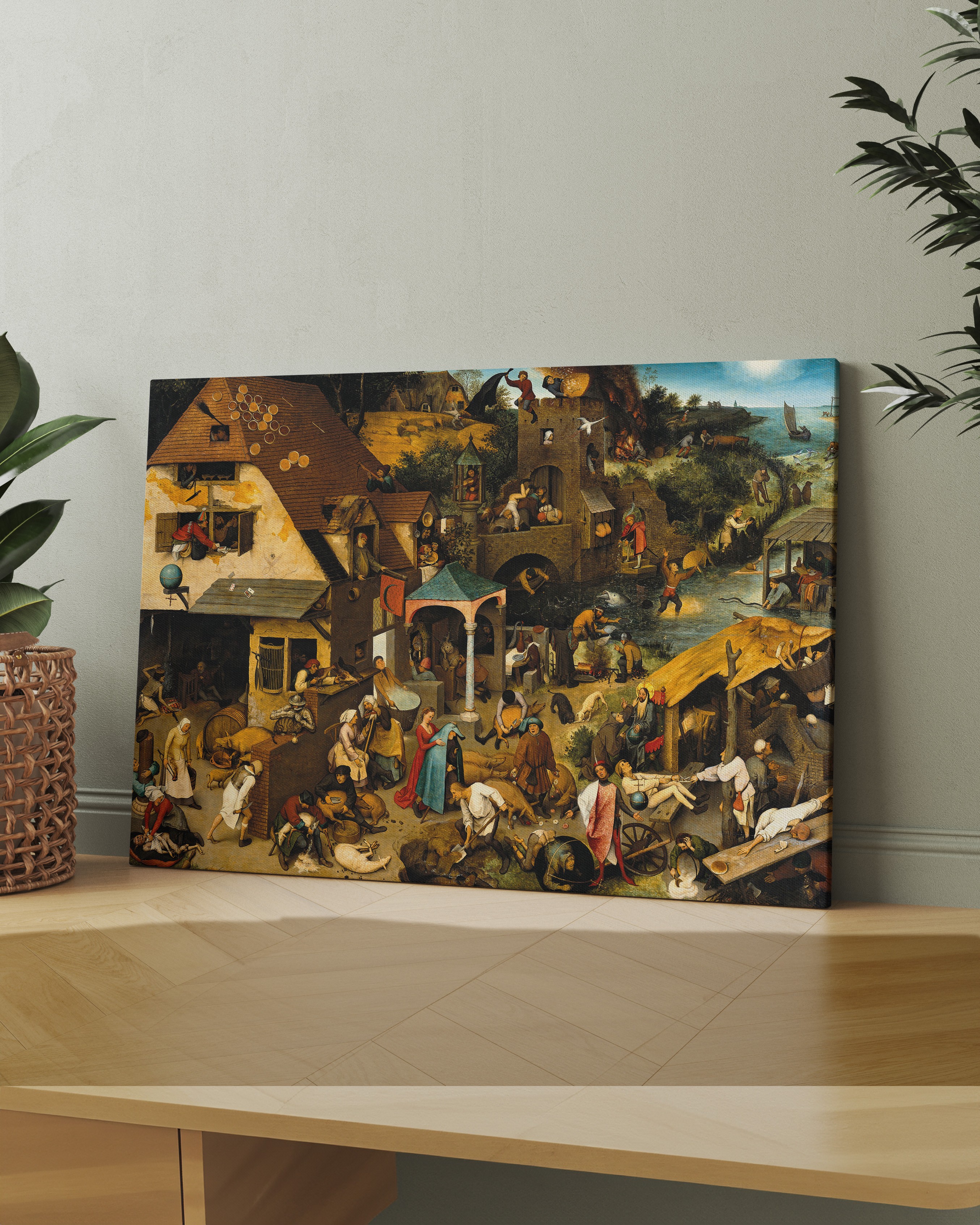 Pieter Brueghel - Felemenk Atasözleri Kanvas Tablo