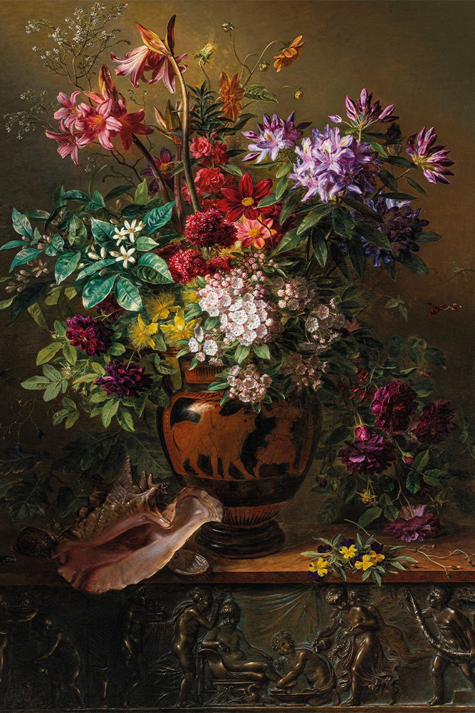 Georgius Jacobus - Yunan Vazosunda Çiçekler Natürmort Posteri