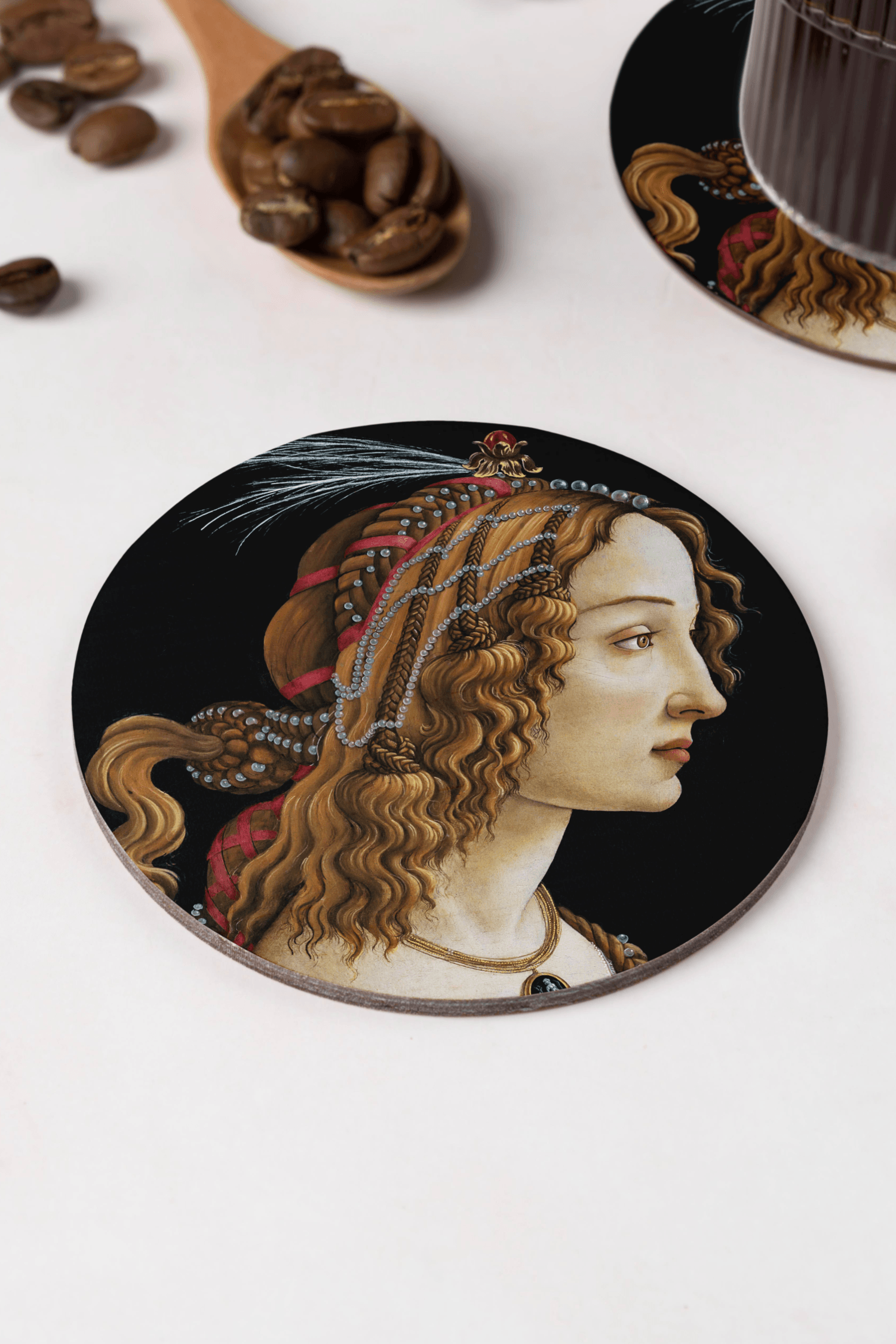 Sandro Botticelli - Genç Kadın Portresi (Portrait of a Young Woman) Bardak Altlığı