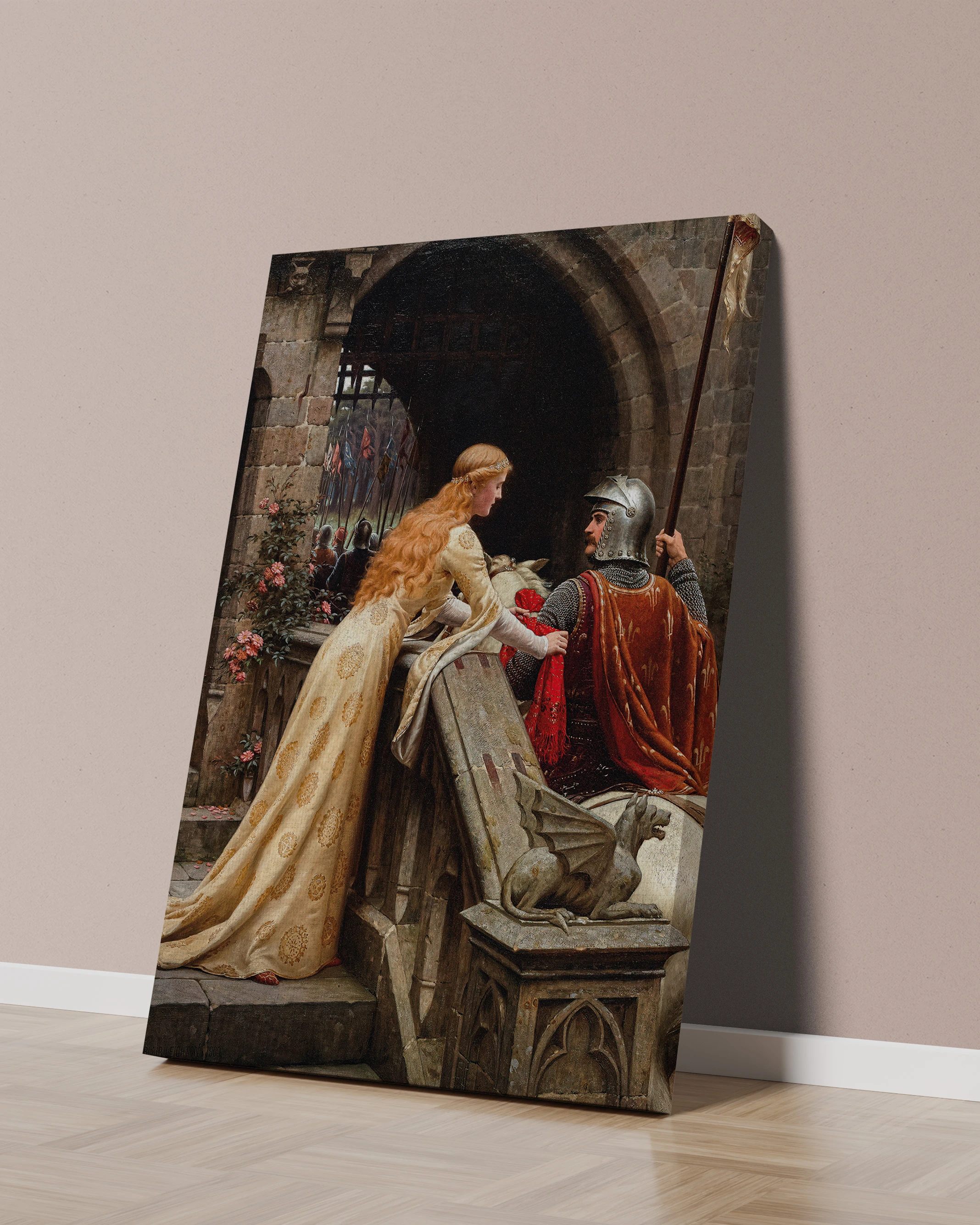 Tapisserie Murale Edmund Leighton Gods Speed - 39x55 Pouces, Coton, Rouge/gris/jaune, Décoration Murale
