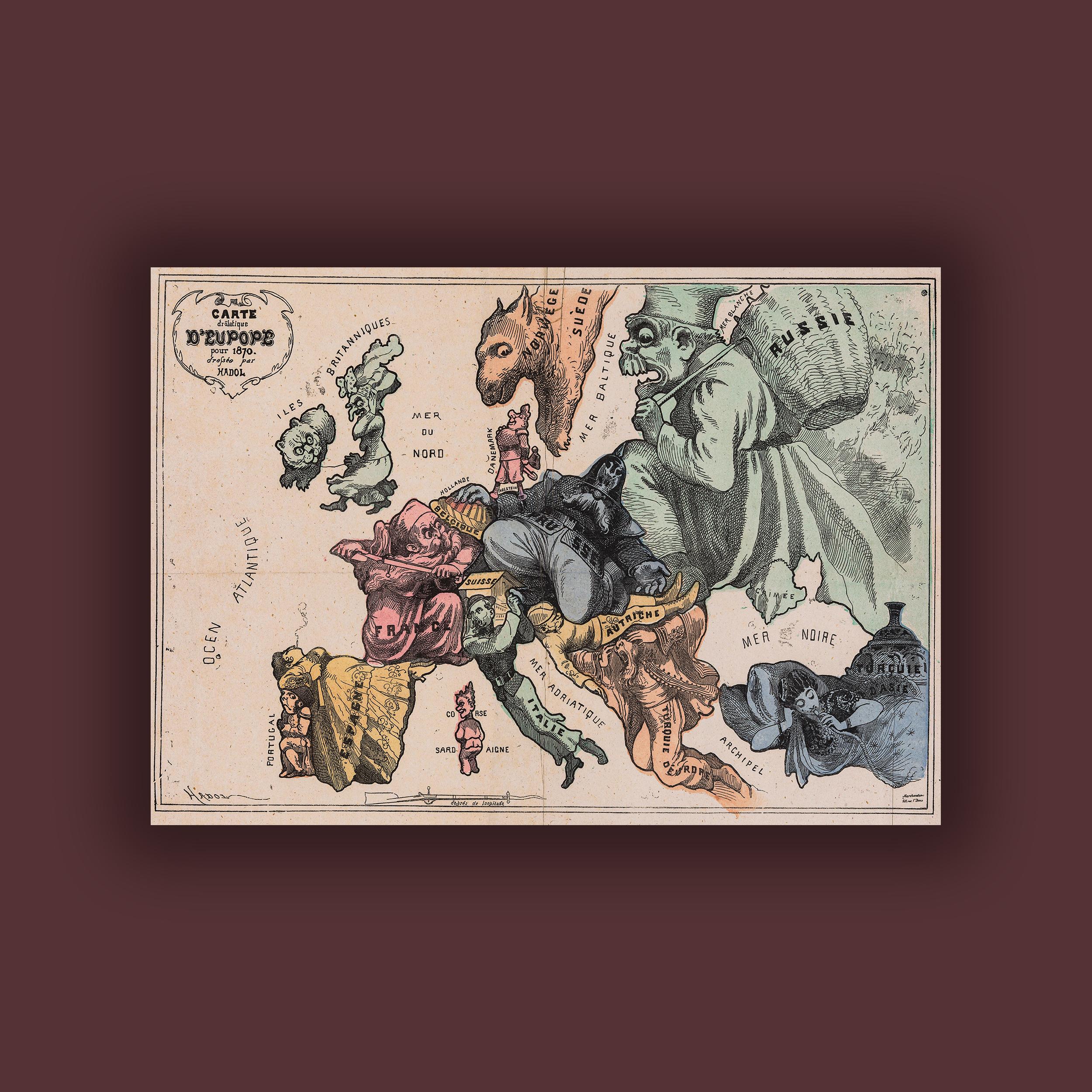 1870 Avrupa Haritası Karikatürü Poster
