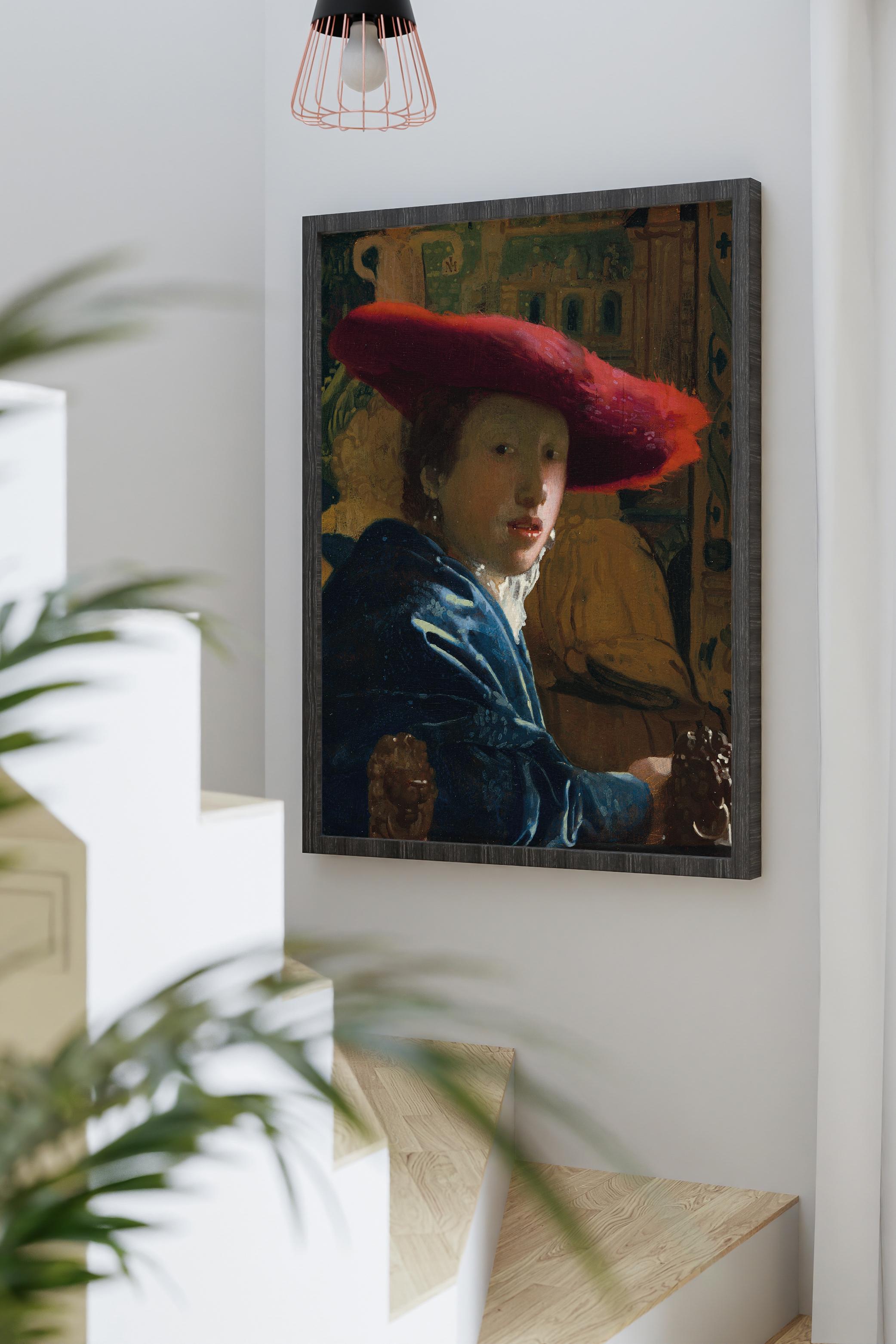Johannes Vermeer - Kırmızı Şapkalı Kız Posteri