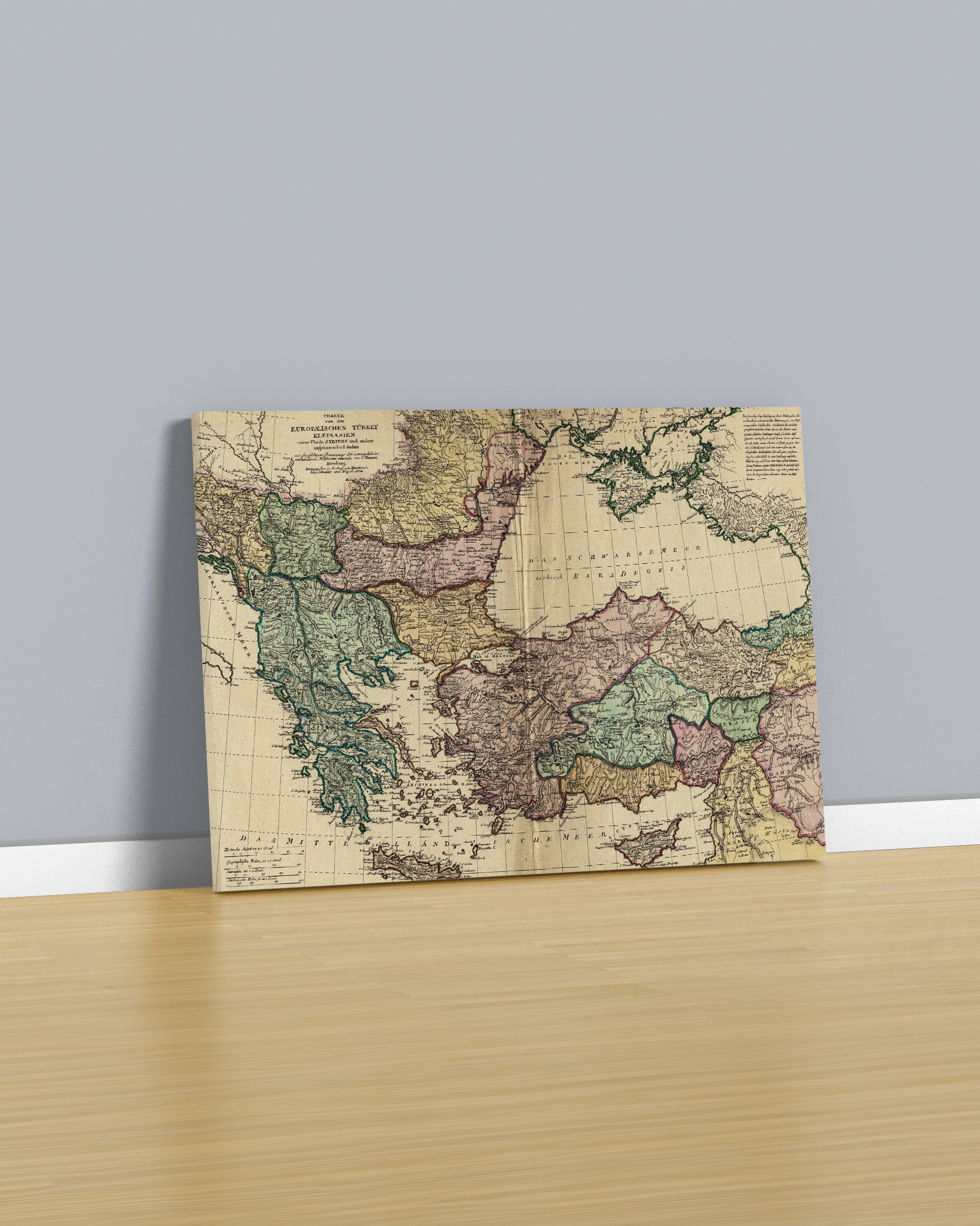 Osmanlı İmparatorluğu Haritası Kanvas Tablo (Konrad Mannert - 19. Yüzyıl)
