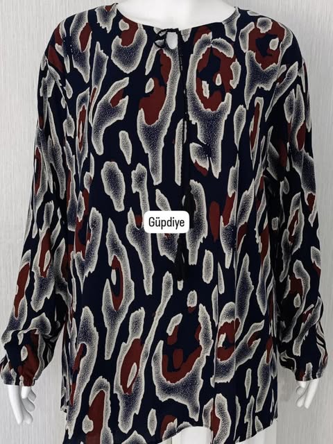 Rahat Kesim Bluz Klasik - Lacivert