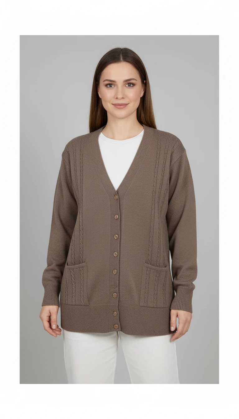 Spor Hırka | Yumuşak Triko Z5 - Kahve