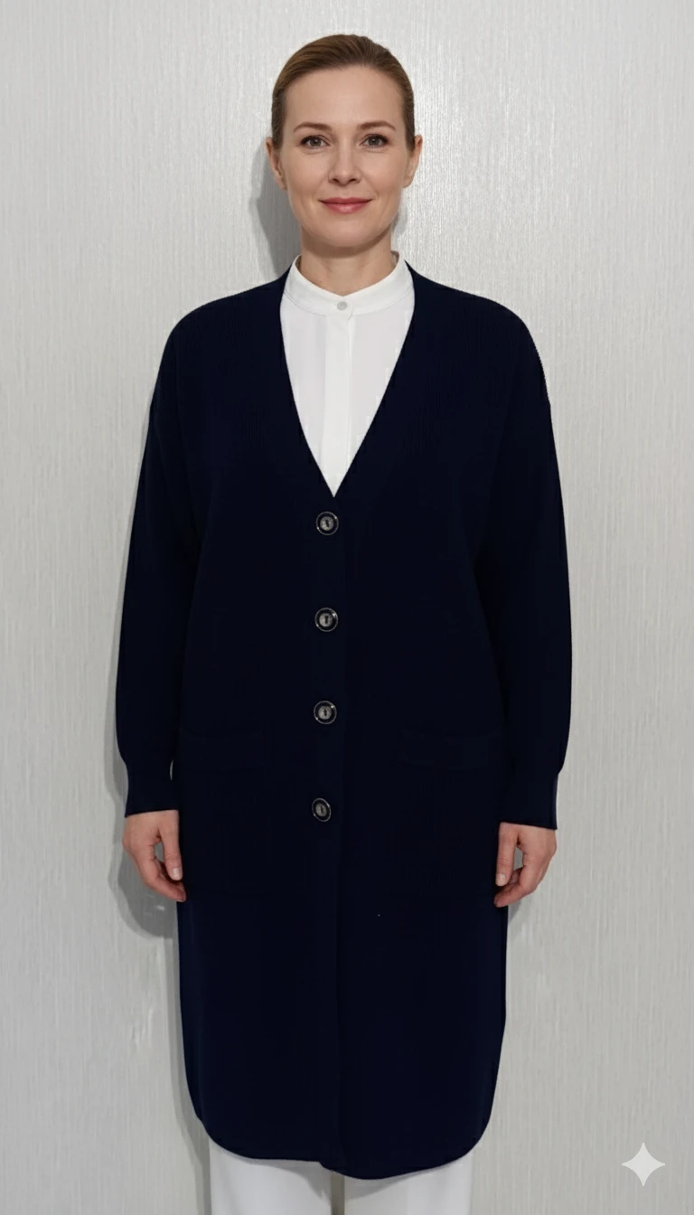 Örme Uzun Hırka M2U - Lacivert