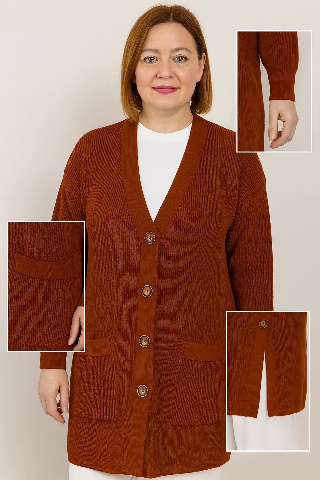 Örme Hırka M2 - Kiremit