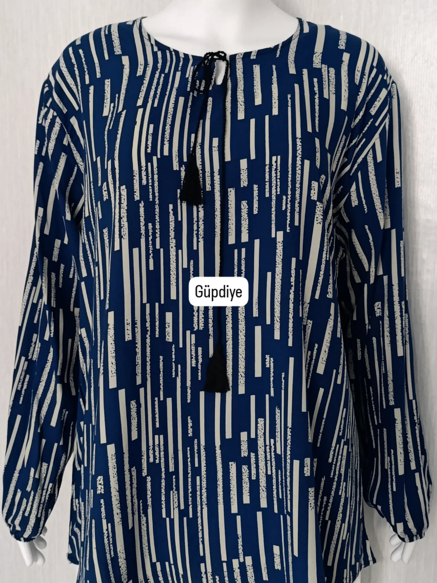 Rahat Kesim Bluz Çizgili - Mavi