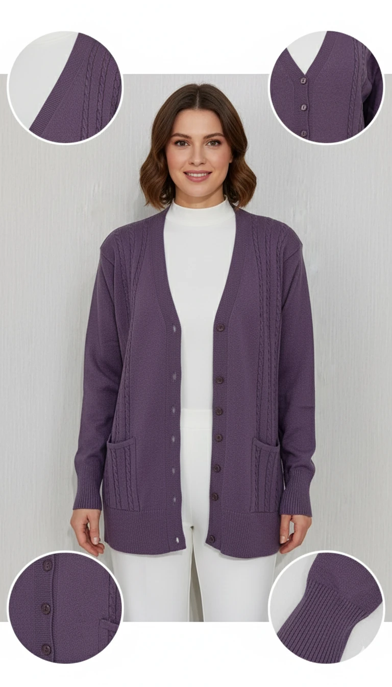 Spor Hırka | Yumuşak Triko Z5 - Lila