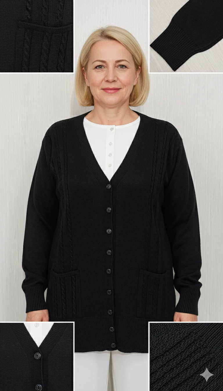 Spor Hırka | Yumuşak Triko Z5 - Siyah