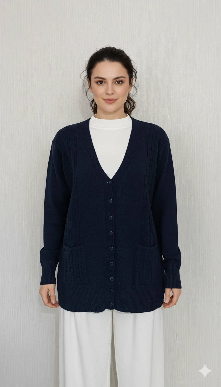 Spor Hırka | Yumuşak Triko Z5 - Lacivert