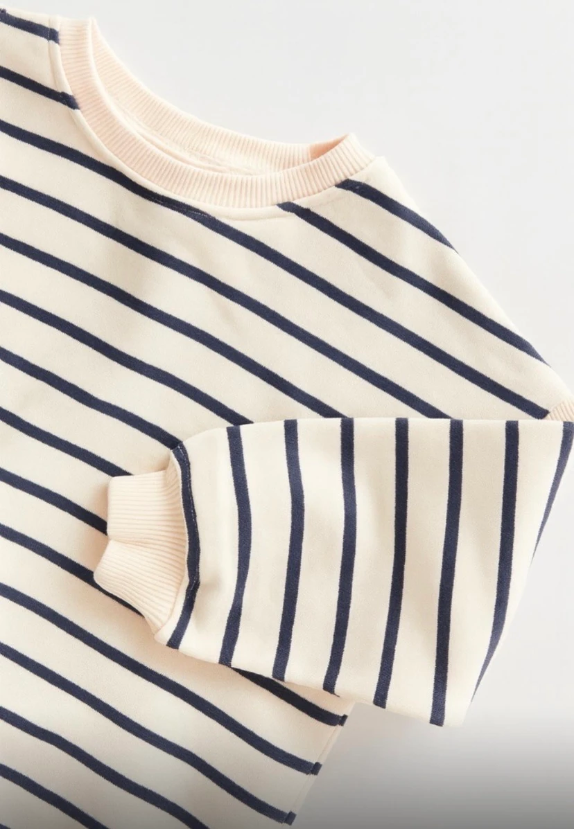 Çizgili Sweatshirt Mavi