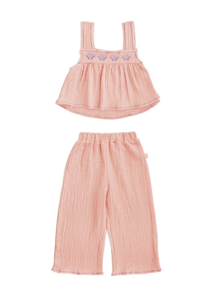 Flouncy Müslin Crop Set - Somon