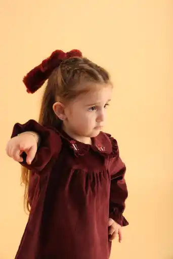 Patique Bordo Kadife Elbise