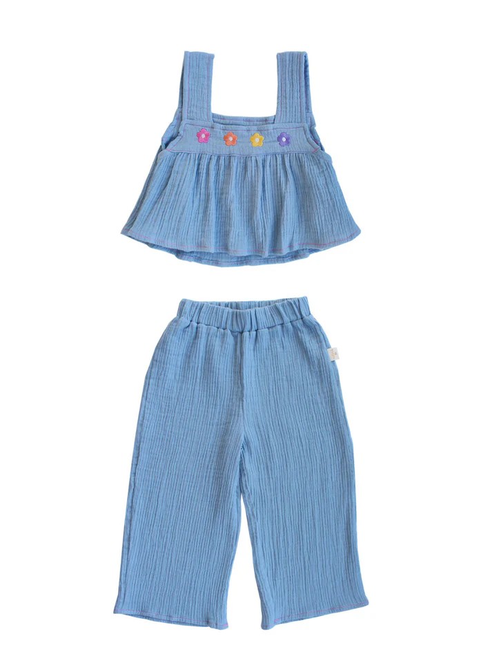 Flouncy Müslin Crop Set - Sky Blue