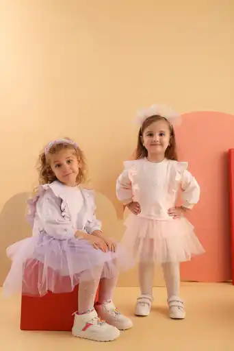 Patique Tütülü Sweat Elbise Lila