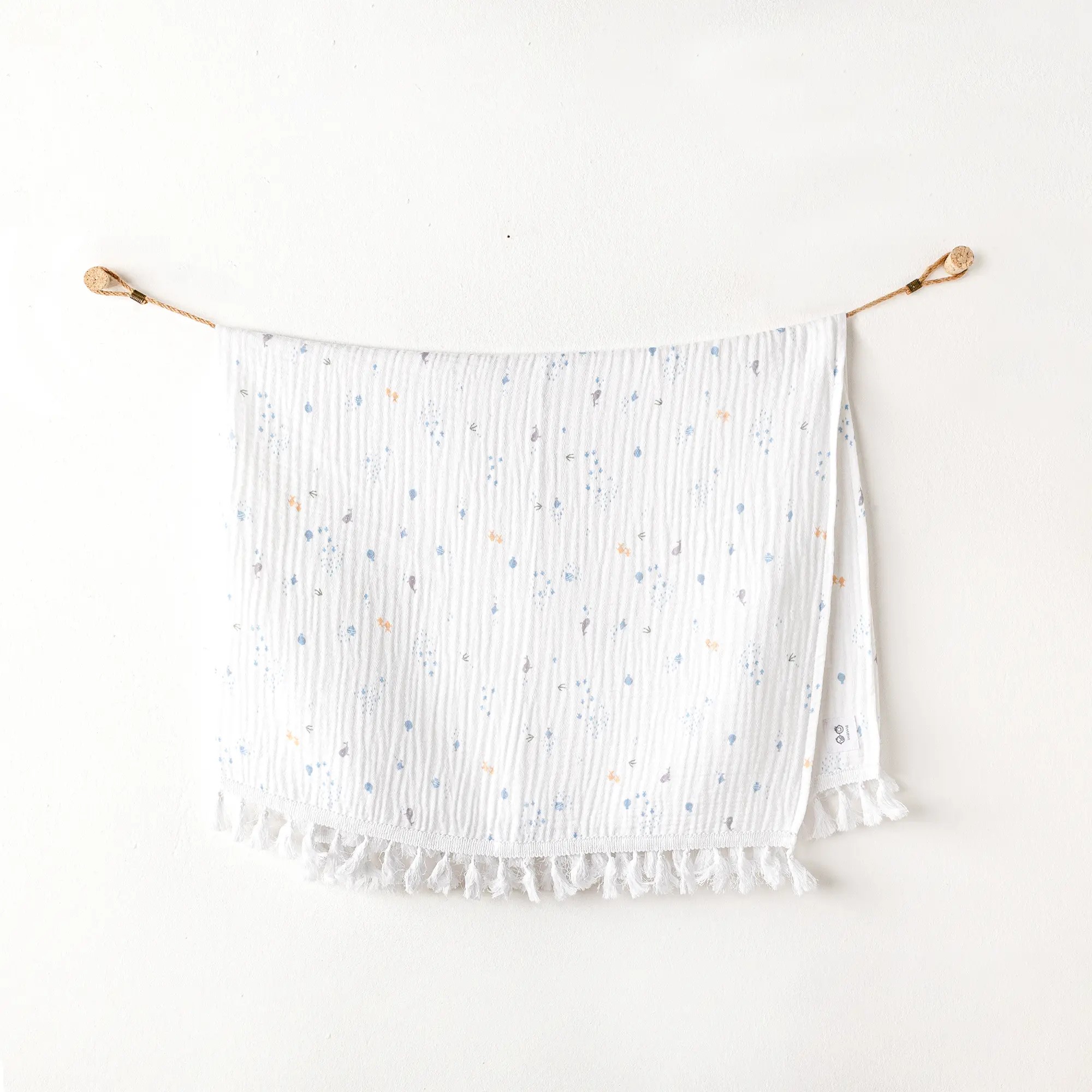 BEBEK BATTANİYE BLANKET 100X120 OCEAN IS MY HAPPY PLACE MUSLIN WHITE