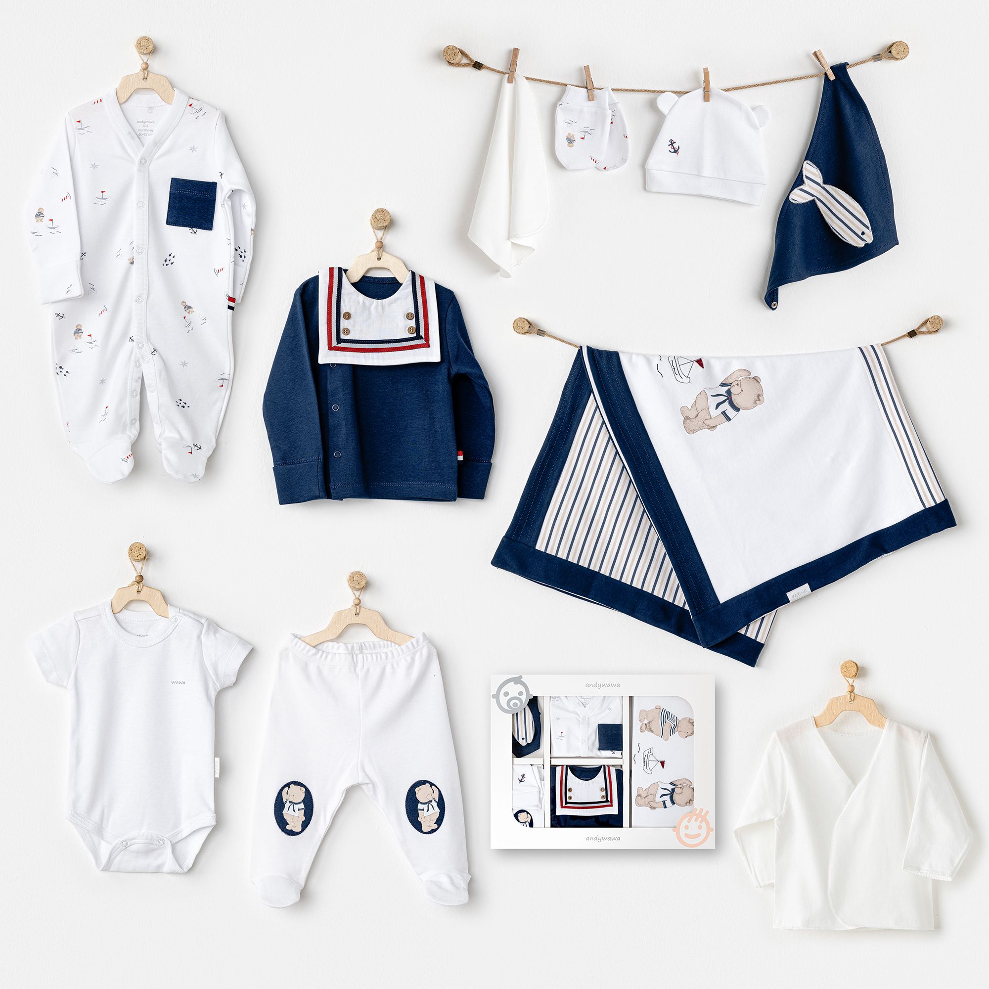 BEBEK HASTANE ÇIKIŞI 10 PCS NEWBORN SET SAILOR BEAR