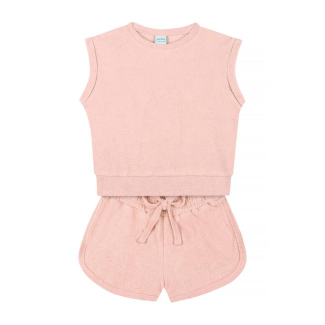 Toz Pembe Havlu Şortlu Set