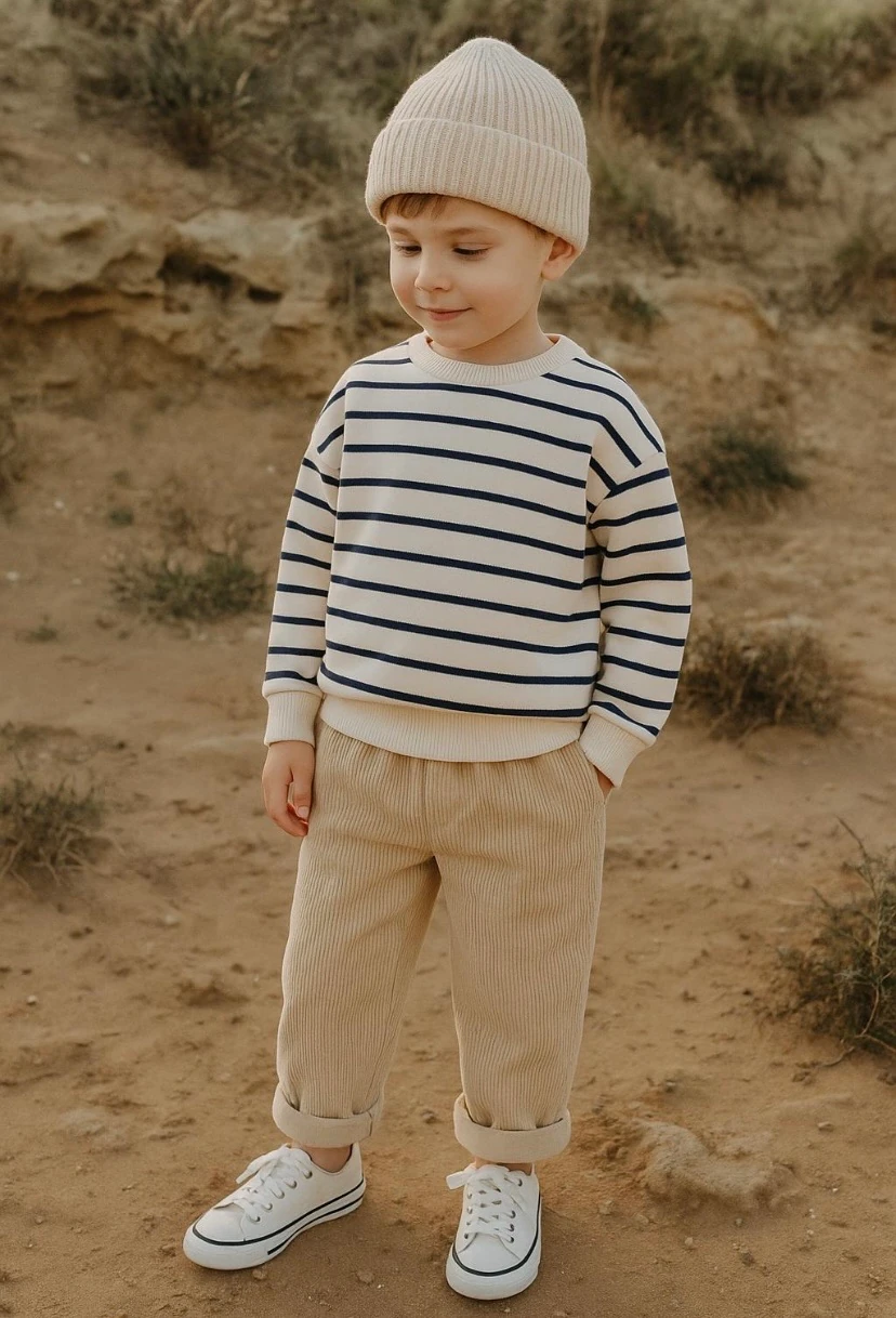 Littlelune Kadife Krem Pantalon