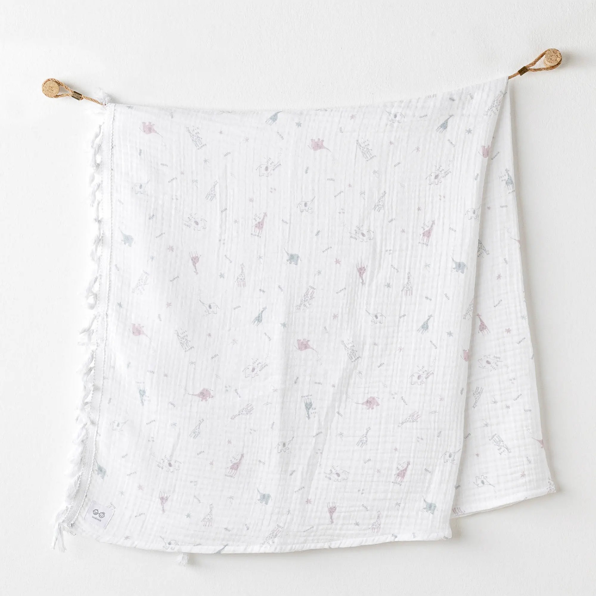 BEBEK BATTANİYE BLANKET 105x120 LOVE FAMILY MUSLIN ECRU