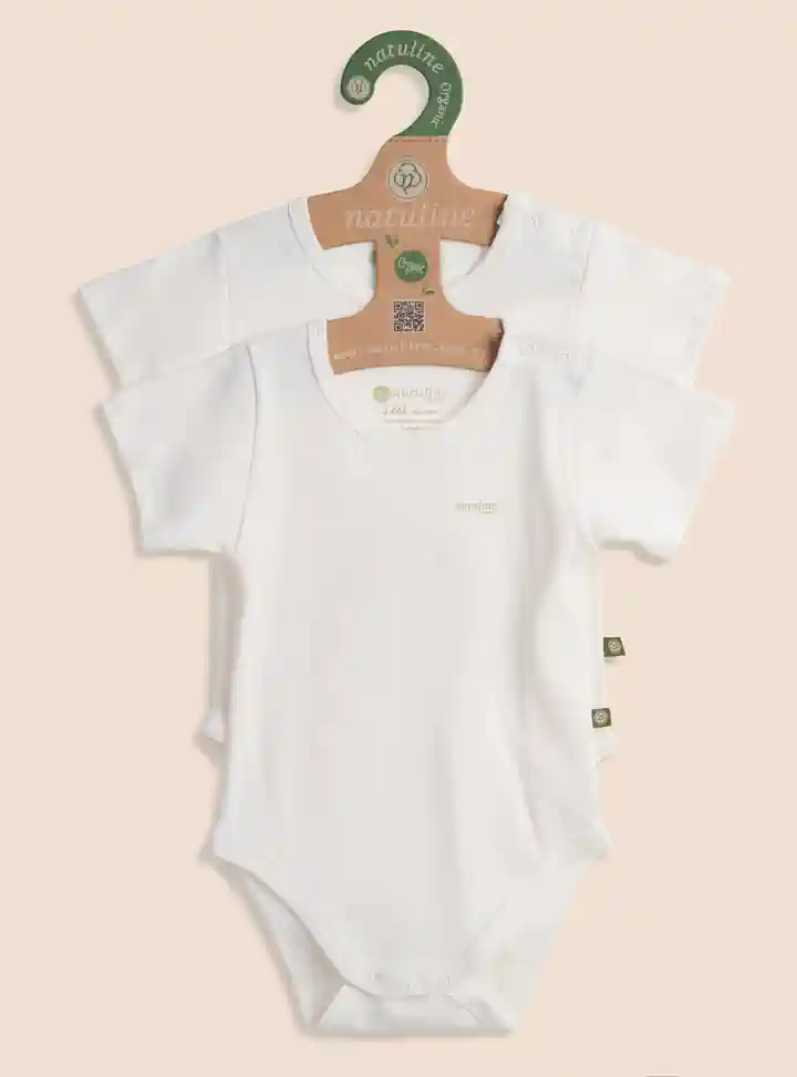Bebek Body Organik Pamuk Kısa Kol Basic Nature Zıbın 2'li paket
