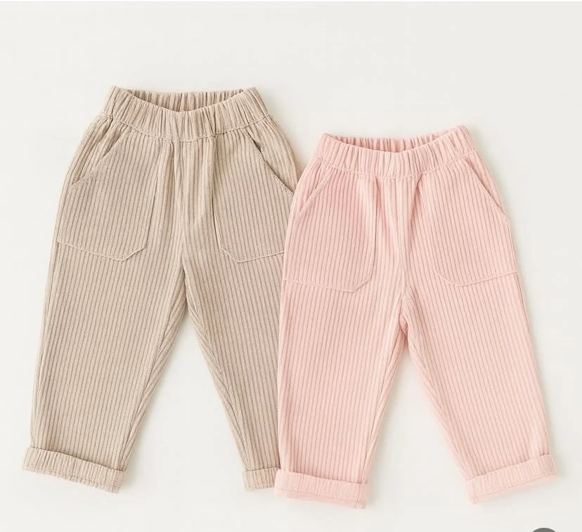 Littlelune Kadife Pembe Pantalon