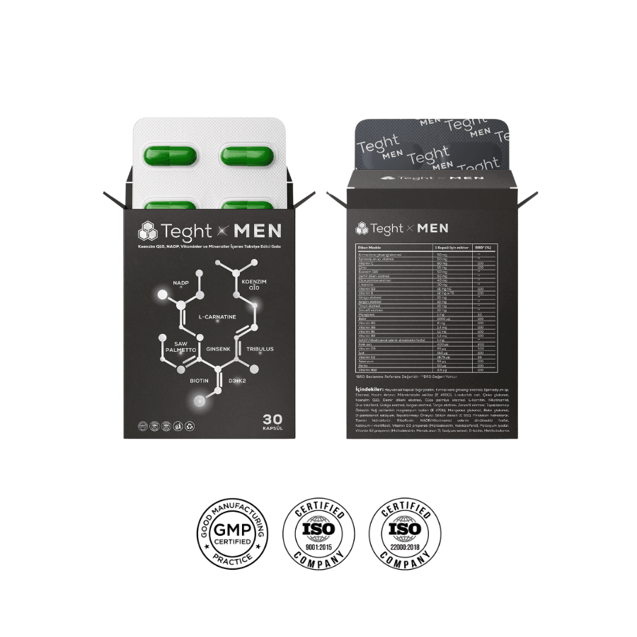 TEGHT Men Güç İkilisi – 2 x 30 Kapsül Erkekler İçin Multivitamin & Mineral Takviyesi