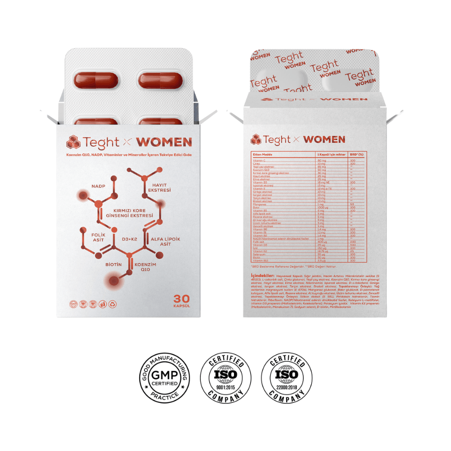 TEGHT Women Işıltı İkilisi – 2 x 30 Kapsül Kadınlar İçin Multivitamin & Mineral Takviyesi