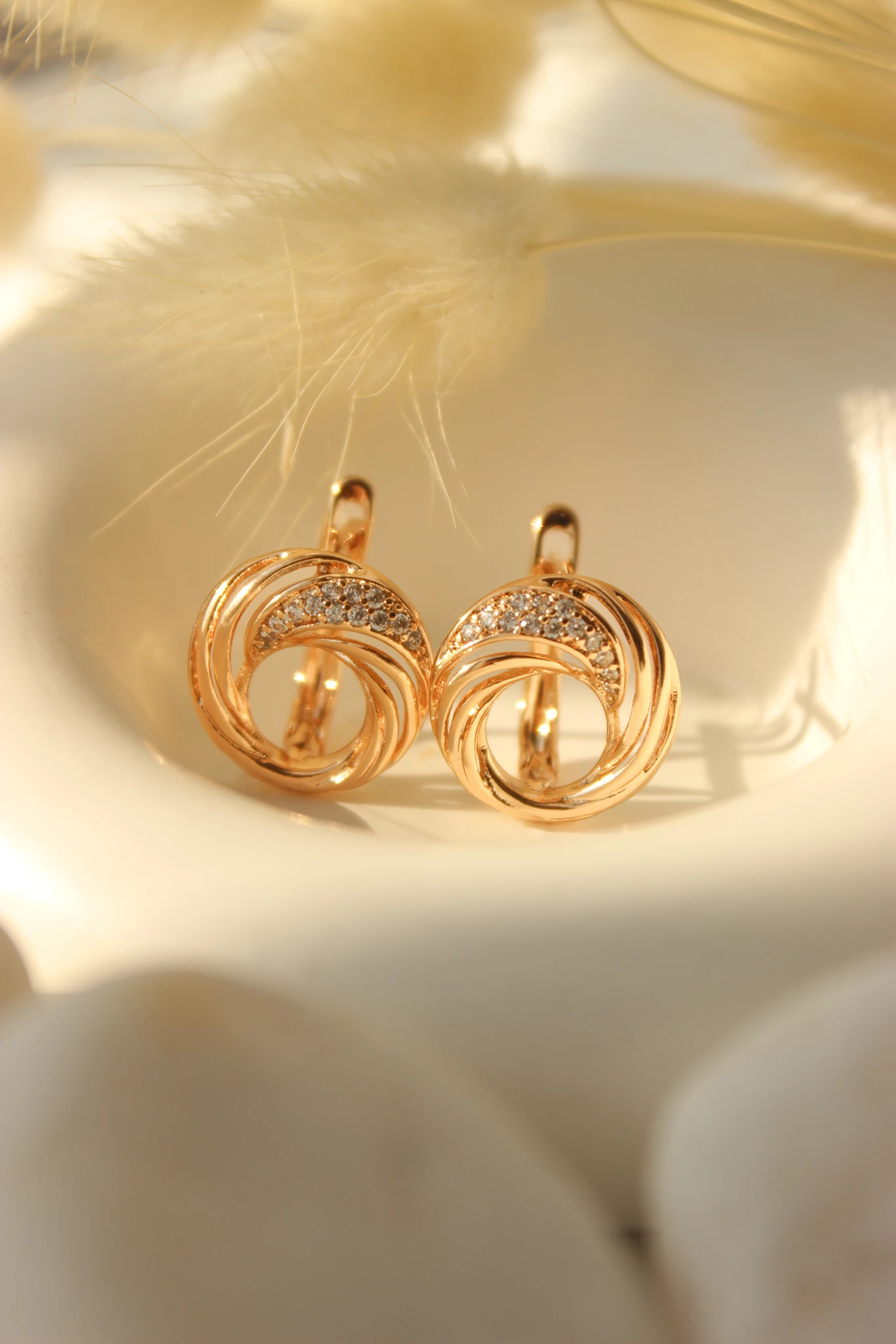 Spiral Rose Çelik Küpe 