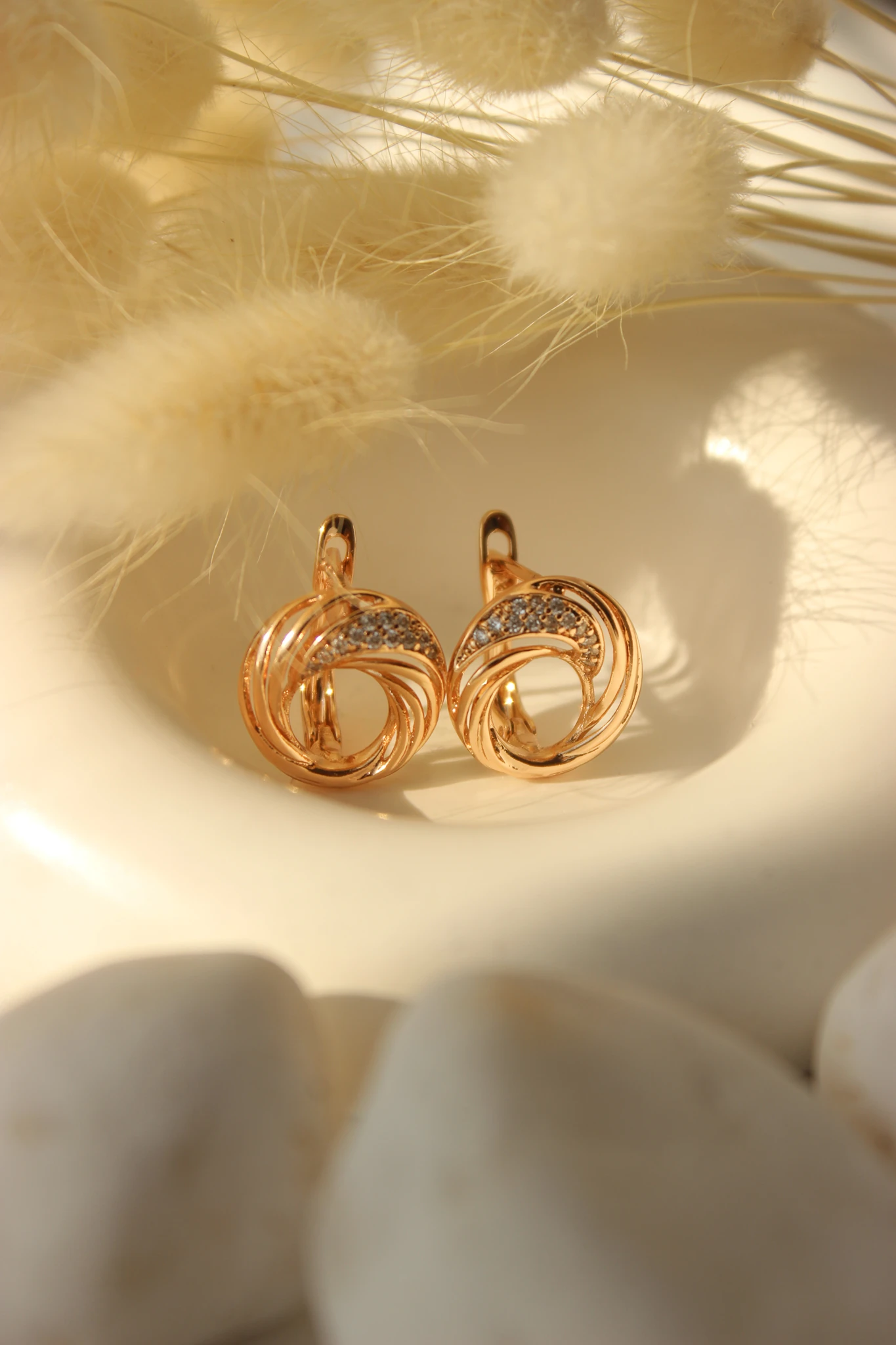 Spiral Rose Çelik Küpe 