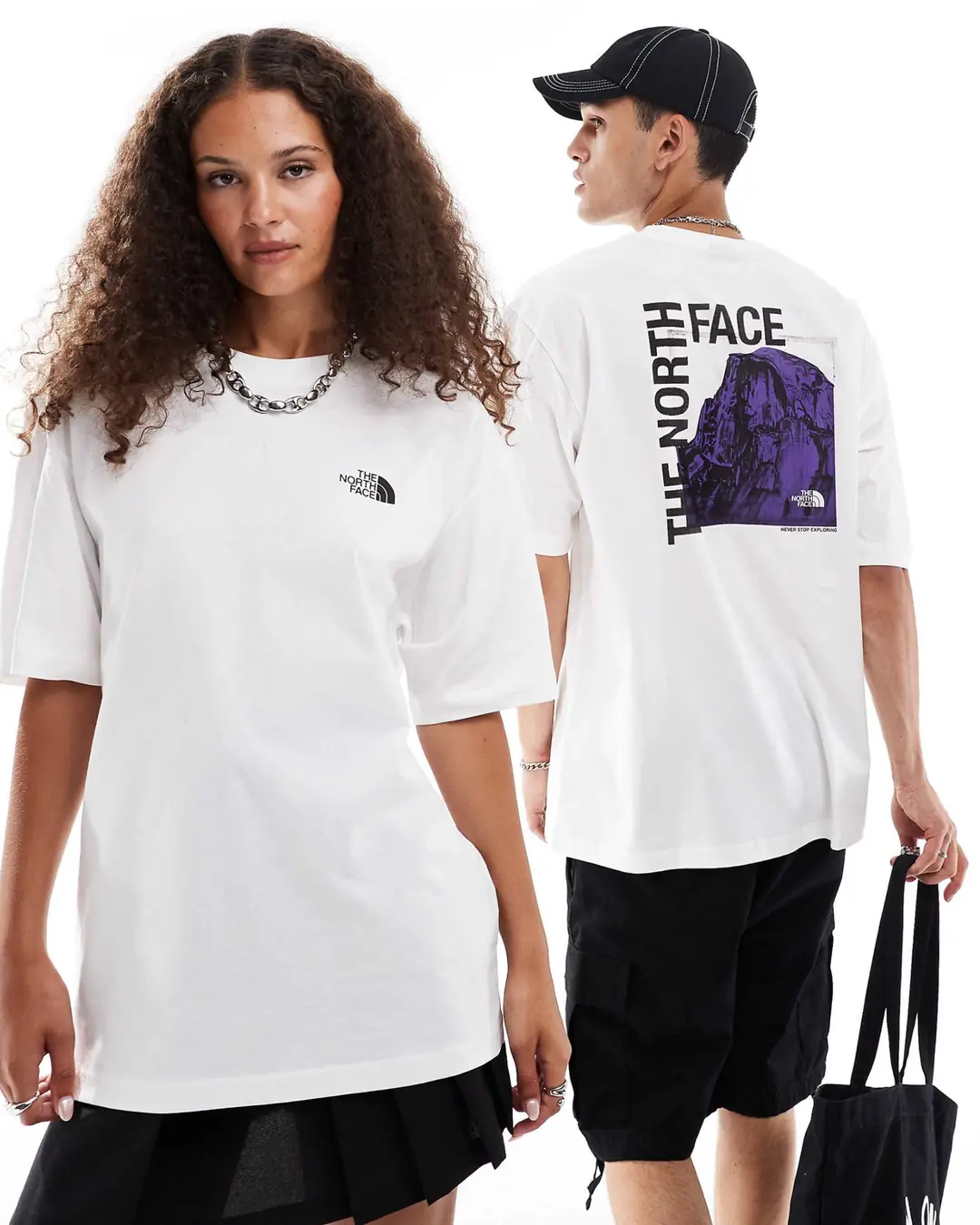 Half Dome Back Print Tişört - Beyaz