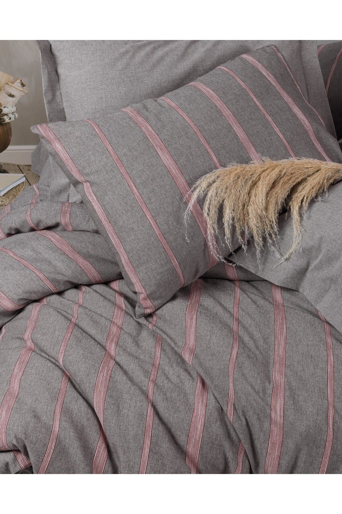 Ribbed Çift Kişilik Nevresim Takımı Barisan Gri