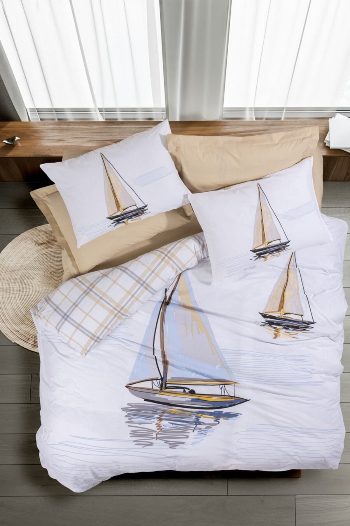 Maritime Tek Kişilik Nevresim Takımı Wind Bej