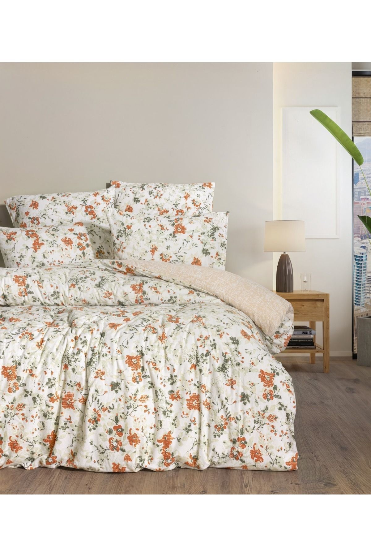 FLANEL NEVRESİM TAKIMI VINTAGE EKRU AİLE SETİ (FAMILY SET)